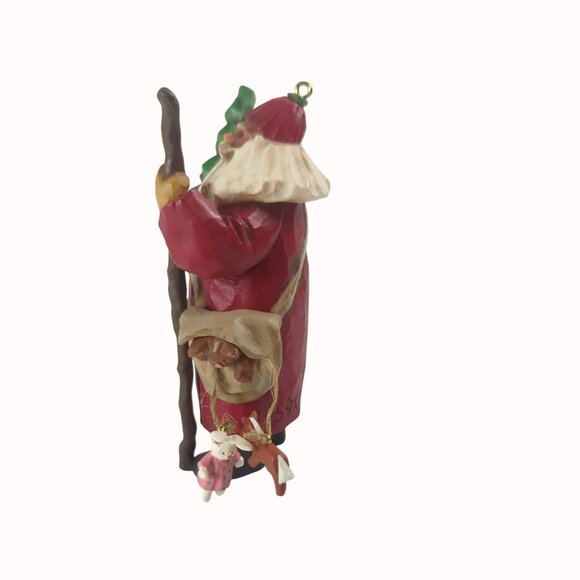Hallmark Keepsake Ornament Making His Way Santa 1998 Folk Art Collection - Picture 2 of 5